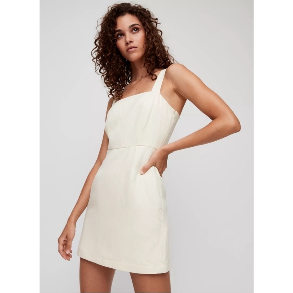 NEW Wilfred Linen Blend Rosemond Mini Tank Dress Lyocell Butter Yellow Size 8